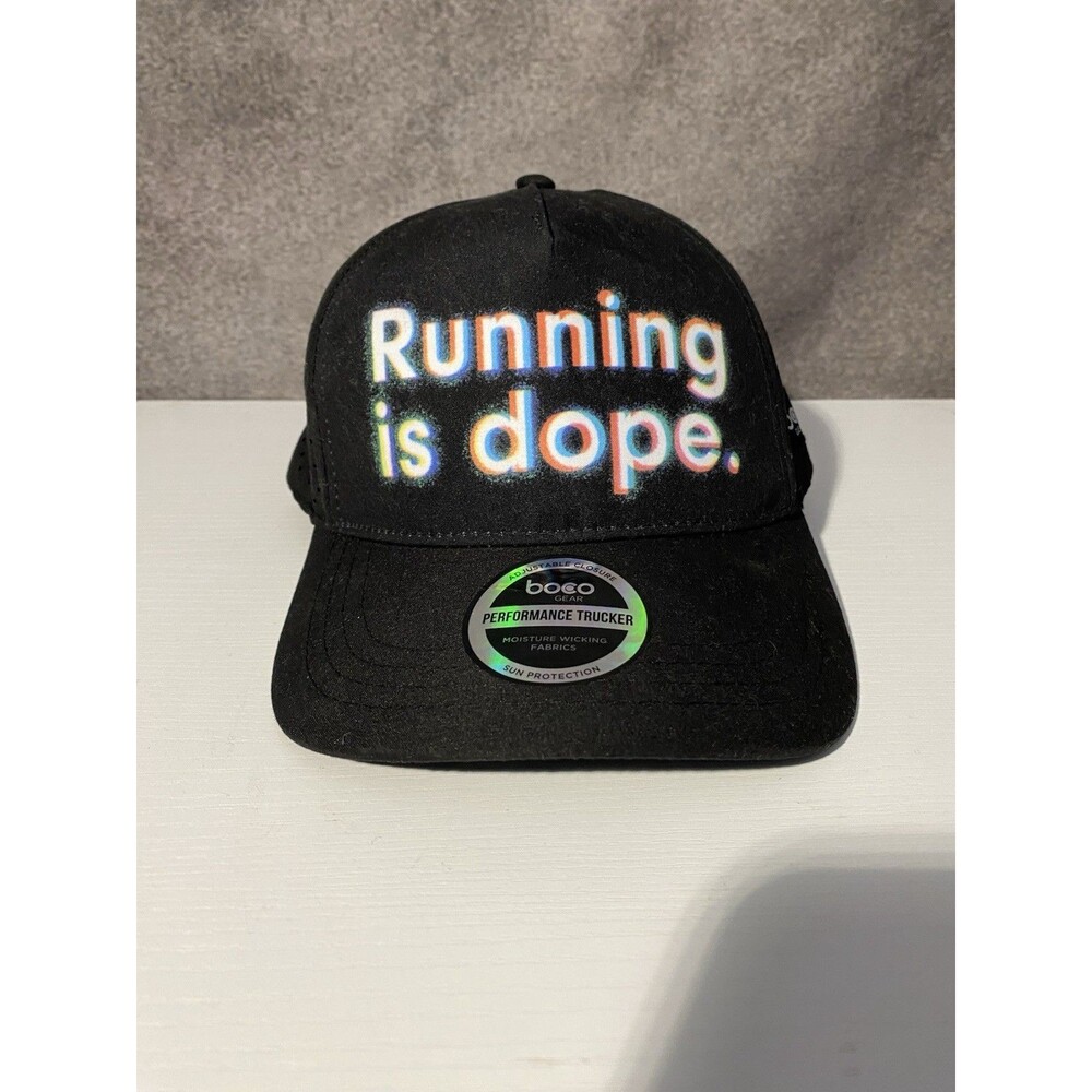 Altra Running Is Dope Hat BOCO Gear Black Performance Technical Trucker Cap